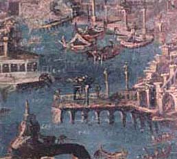 Affresco da Stabia-Gragnano, I sec.d.C., Museo Archeologico di Napoli, raffigurante una città portuale (Puteoli) - Foto di Stefano Mascolo